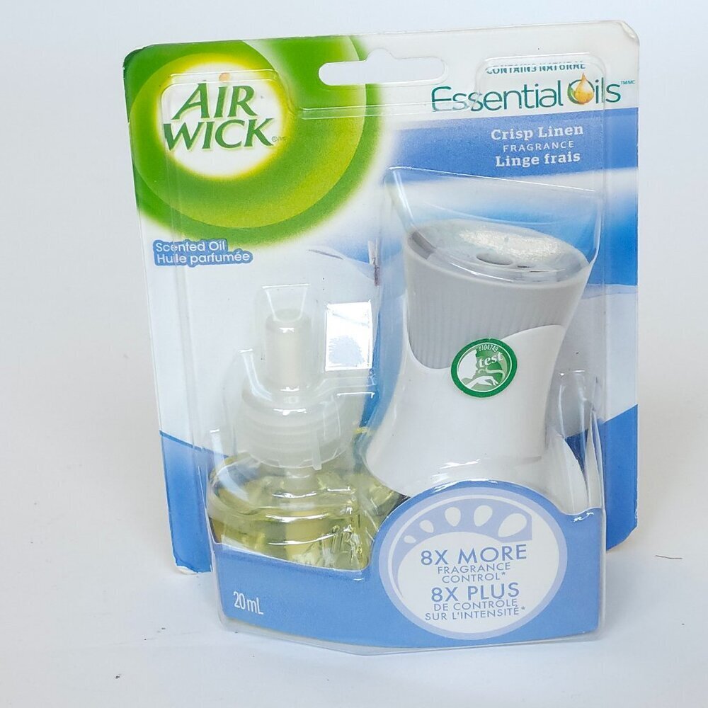 AIR WICK Essential Oils Crisp Linen BNIP Sealed STARTER KIT